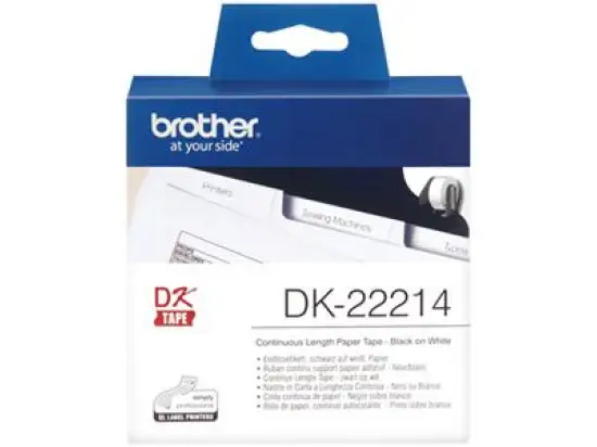 Endlosetiketten Brother DK-22214 Rolle 12 mm x 30,48 m, selbstklebend, weiß