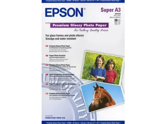 Fotopapier Epson C13S041316 A3+ 255g Premium-Glossy, Pack 20 Blatt