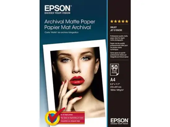 Papier Epson C13S041342 A4, 192g, Matte-Archival, Pack 50 Blatt