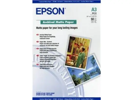 Papier Epson C13S041344 A3, 192g, Matte-Archival, Pack 50 Blatt