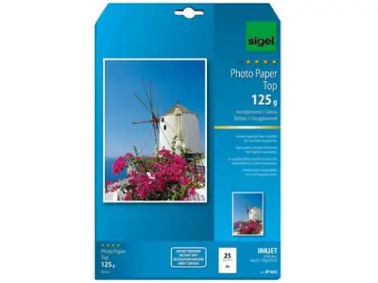Fotopapier Sigel IP663 A4 125g weiß hochglänzend, Pack 25 Blatt