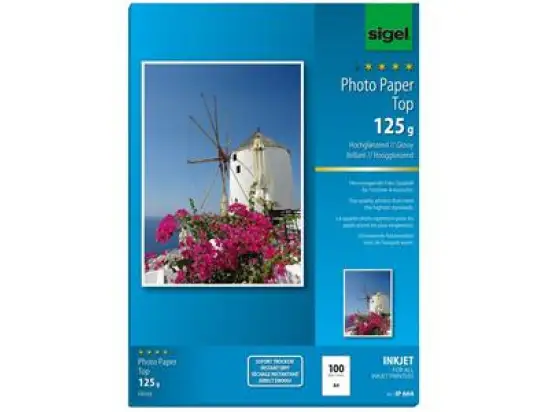 Fotopapier Sigel IP664 A4 125g weiß hochglänzend, Pack 100 Blatt