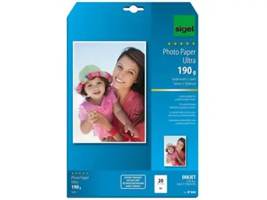 Fotopapier Sigel IP666 A4 180g seidenmatt weiß Ultra, Pack 20 Blatt