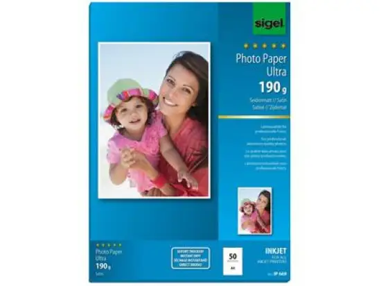 Fotopapier Sigel IP669 A4 180g seidenmatt weiß Ultra, Pack 50 Blatt