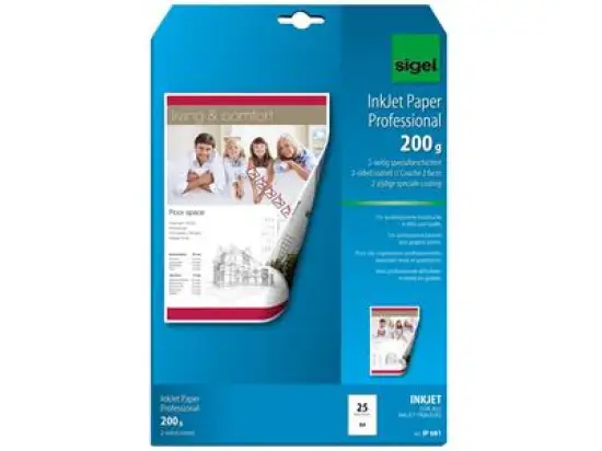 Papier Sigel IP681 A4, 200g, weiß, beidseitig bedruckbar, Pack 25 Blatt