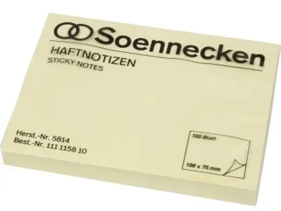 Haftnotiz Soennecken 111115810 5814 100 x 75 mm, Block mit 100 Blatt, gelb