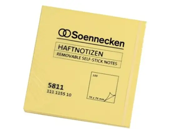 Haftnotiz Soennecken 111115510 5811 75 x 75 mm, Block mit 100 Blatt, gelb