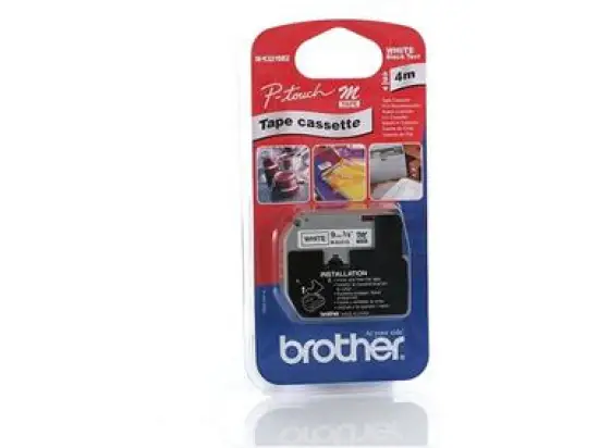 Schriftband-Kassette Brother MK221SBZ schwarz auf weiß 9mm/4m nicht laminiert