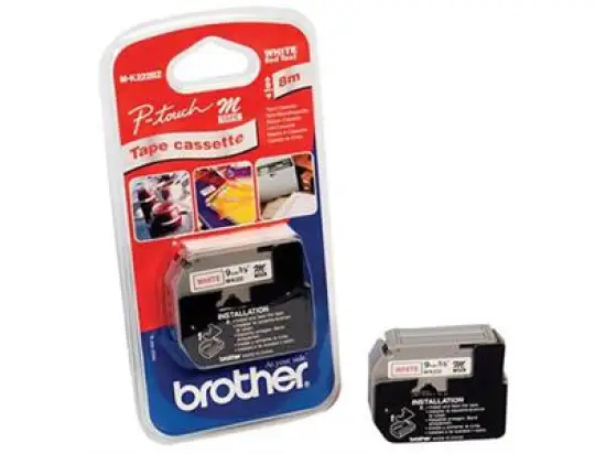 Schriftband-Kassette Brother MK222BZ rot auf weiß 9mm/8m nicht laminiert