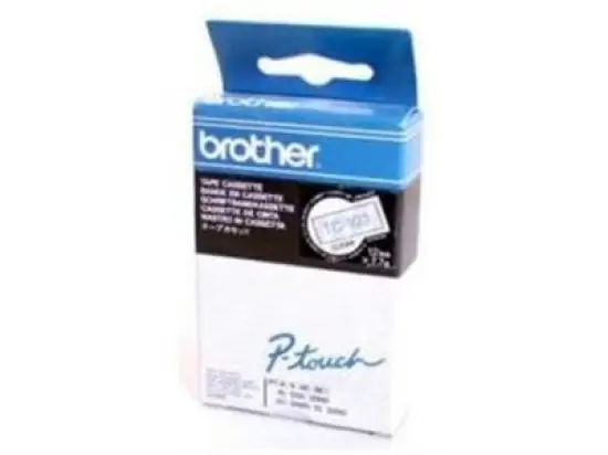 Schriftband-Kassette Brother TC-103 blau auf transparent 12mm/7,7m laminiert
