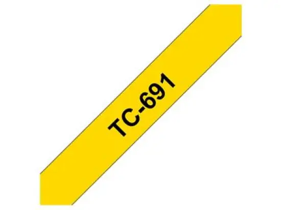 Schriftband-Kassette Brother TC-691 schwarz auf gelb 9mm/7,7m laminiert