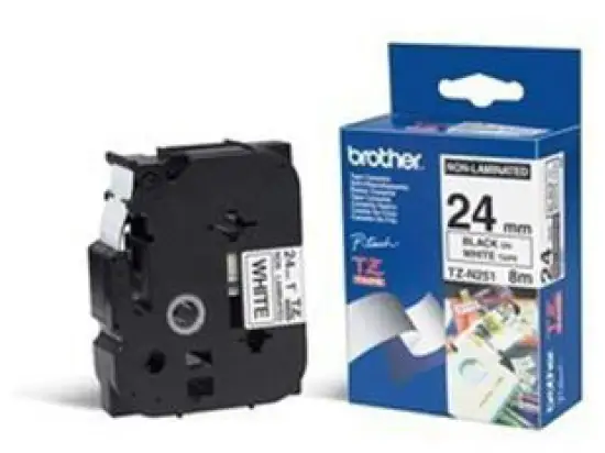 Schriftband-Kassette Brother TZe-N251 schwarz auf weiß 24mm/8m unlaminiert