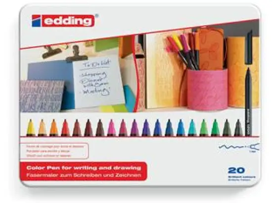 Fasermaler Edding 1200 4-1200-20 0,5-1mm, Rundspitze, auswaschbar, 20er-Etui, 20 Schreibfarben sortiert