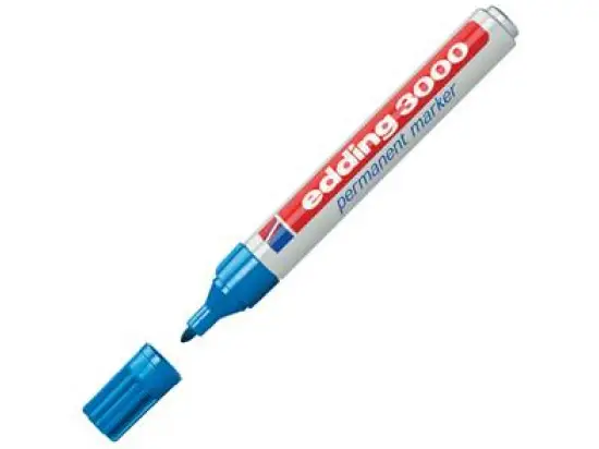 Permanentmarker Edding 3000 4-3000010 1,5-3mm, Rundspitze, hellblau