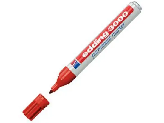 Permanentmarker Edding 3000 4-3000002 1,5-3mm, Rundspitze, rot