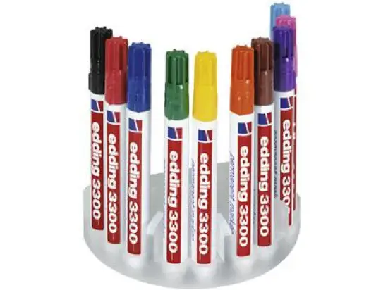 Permanentmarker Edding 3300 4-3300-10 1-5mm, Keilspitze, 10er-Set, schwarz, rot, blau, grün, gelb, orange, braun, violett, rosa, hellblau