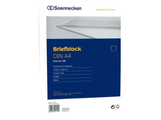 Briefblock Soennecken 111105400 1380 A4 blanko 50 Blatt ecf