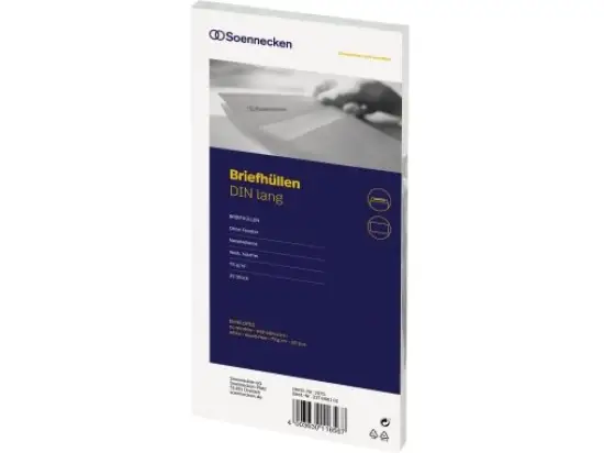 Briefumschlag Soennecken 327666101 2073 DIN lang ohne Fenster nassklebend weiß 75g, Pack 25 Stk