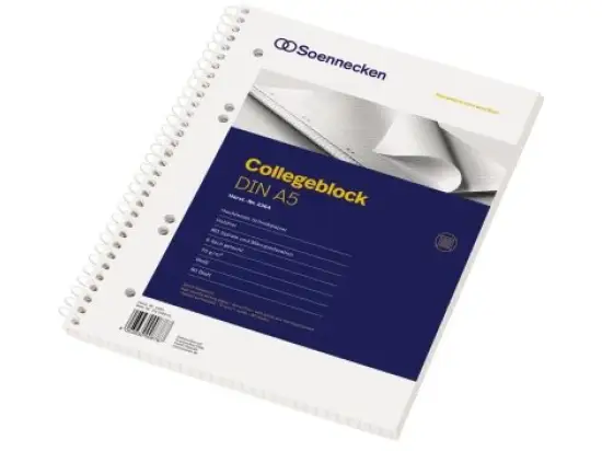 Collegeblock Soennecken 111106801 2364 A5, liniert, 80 Blatt, ecf