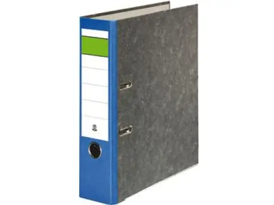 Ordner 120006950 A4, 80mm, Pappe/Wolkenmarmor, blauer Rücken