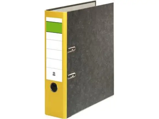 Ordner 120006910 A4, 80mm, Pappe/Wolkenmarmor, gelber Rücken