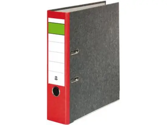 Ordner 120006930 A4, 80mm, Pappe/Wolkenmarmor, roter Rücken