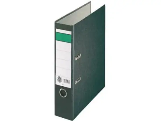 Ordner 120006900 A4, 80mm, Pappe/Wolkenmarmor, schwarz, grüner Balken