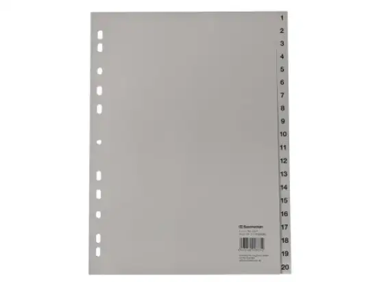Zahlen-Register Soennecken 121058680 1617 A4, Zahlen 1-20, 20-teilig/div, Kunststoff (PP), grau