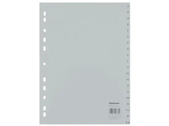 Buchstaben-Register Soennecken 121056900 1524 für A4, Buchstaben A-Z, 20-teilig, Kunststoff (PP), grau