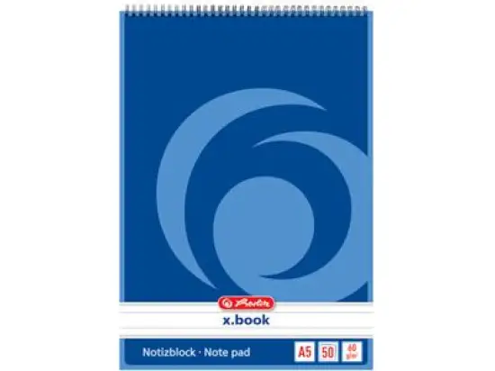 Spiralblock Herlitz 110510 A5 liniert 50 Blatt pro-Aqua, Pack 10 Stk