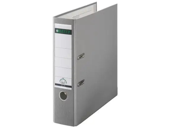 Ordner Leitz 1010-50-85 10105085 A4, 80mm, Pappe/PP-Folie, Wechselfenster, grau