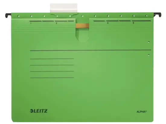 Hängehefter Leitz 1984-30-55 19843055 Alpha Karton 275g, kaufmännische Heftung, grün, Pack 5 Stk