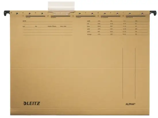 Hängemappe Leitz 1915-00-00 19150000 Alpha chamois, Karton 250g, Sichtreiter, seitlich offen, Pack 25 Stk