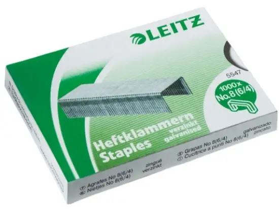Heftklammern Leitz 5578-00-00 55780000 P1 No 8, Metall, verzinkt, Pack 20 x 1000 Stk