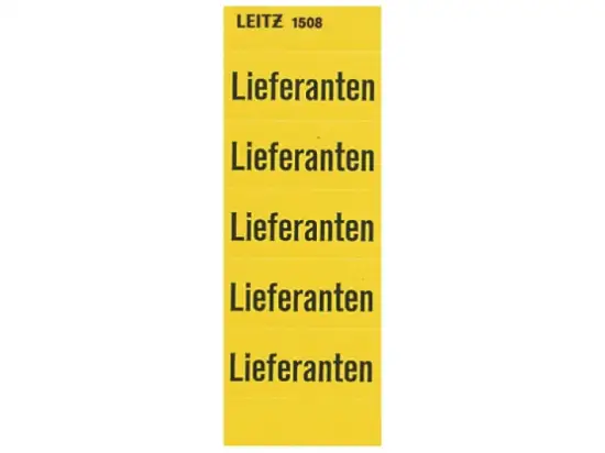 Inhaltsschild Leitz 1508-00-00 15080000 Lieferanten, 60 x 25,5 mm, Papier, gelb, selbstklebend, Pack 100 Stk/20 Blatt