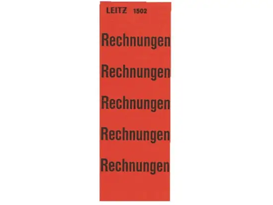 Inhaltsschild Leitz 1502-00-00 15020000 Rechnungen, 60 x 25,5 mm, Papier, selbstklebend, rot, Pack 100 Stk/20 Blatt