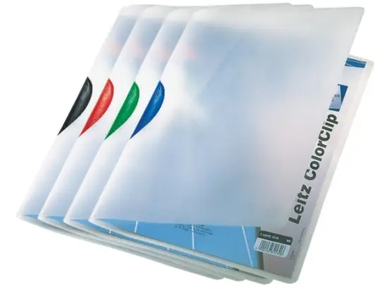 Klemmmappe Leitz 4175-00-99 41750099 ColorClip A4, Kunststoff (PP), transparent, Klemme farbig-sortiert, Pack 6 Stk