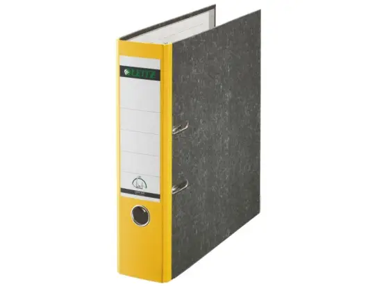 Ordner Leitz 1080-50-15 10805015 A4, 80mm, Pappe/Wolkenmarmor, gelber Rücken
