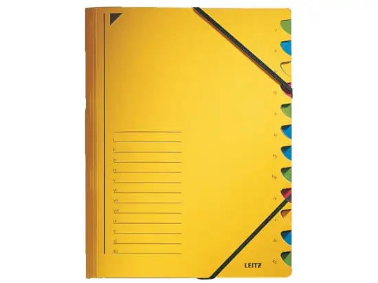Ordnungsmappe Leitz 3912-00-15 39120015 A4, 12-Fächer, Gummizug, Colorspan-Karton-Einband 450g, gelb