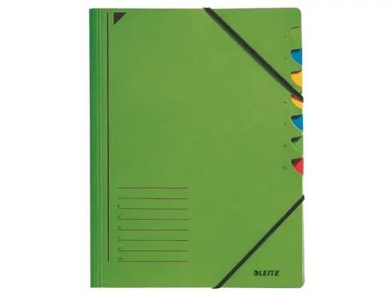 Ordnungsmappe Leitz 3907-00-55 39070055 A4, 7-Fächer, Gummizug, Colorspan-Karton-Einband 430g, grün