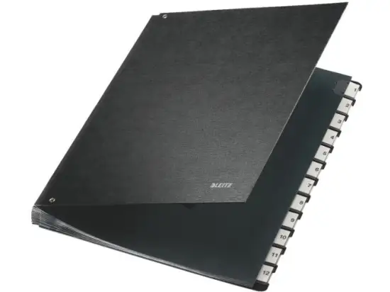 Pultordner Leitz 5812-00-95 58120095 A4, 12 Fächer, 1-12, Hartpappe, Kunststoff-Tabe, schwarz