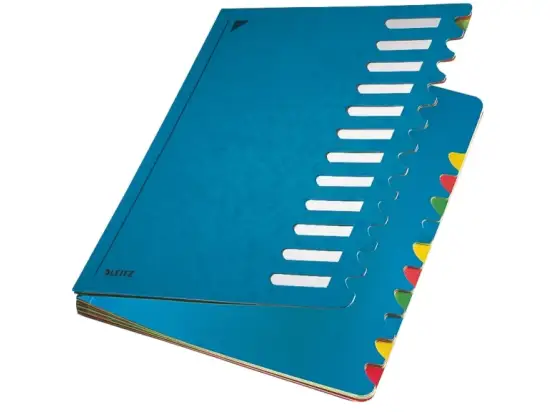 Pultordner Leitz 5912-00-35 59120035 A4, 12 Fächer, 1-12, Karton marmoriert, blau