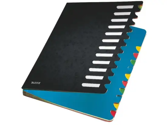 Pultordner Leitz 5912-00-95 59120095 A4, 12 Fächer, 1-12, Karton marmoriert, schwarz