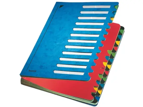 Pultordner Leitz 5914-00-35 59140035 A4, 24 Fächer, 1-24, Karton marmoriert, blau