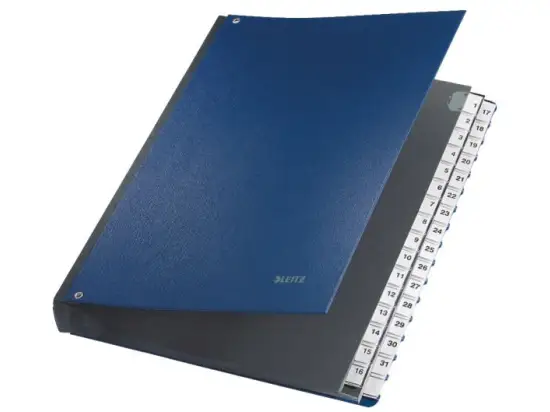 Pultordner Leitz 5931-00-35 59310035 A4, 32 Fächer, 1-31, Pappe/PP-Folie, Kunststoff-Tabe, blau
