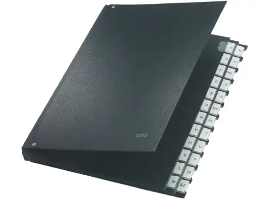 Pultordner Leitz 5924-00-95 59240095 A4, 24 Fächer, A-Z, Pappe/PP-Folie, Kunststoff-Tabe, schwarz
