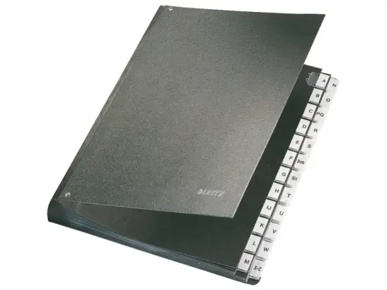 Pultordner Leitz 5824-00-95 58240095 A4, 24 Fächer, A-Z, Hartpappe, Kunststoff-Tabe, schwarz