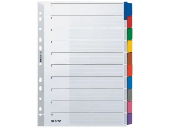 Blanko-Register Leitz 4321-00-00 43210000 A4 10-teilig Karton/Pappe Taben mehrfarbig und verstärkt
