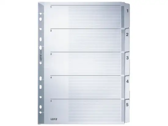 Zahlen-Register Leitz 4323-00-00 43230000 A4 Zahlen 1-5 Karton/Pappe grau