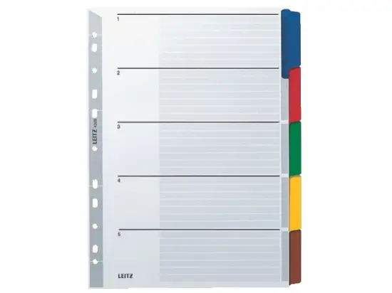 Blanko-Register Leitz 4320-00-00 43200000 A4 5-teilig Karton/Pappe Taben mehrfarbig und verstärkt